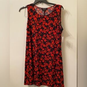 Perceptións Navy /Red Floral Dress Sleeveless Round Neck Size 16P